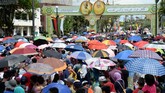 Brunei Darussalam gegap gempita menyambut perayaan 50 tahun berkuasanya Sultan Hassanal Bolkiah pada Kamis (5/10). (AFP Photo/Roslan Rahman)