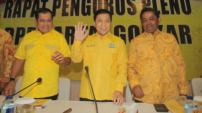 Ketua Harian Holkar Nurdin Halid yakin Setnov adalah seorang negarawan. Ia berharap Setnov mengedepankan kepentingan umum dengan berbesar hati mau mundur.