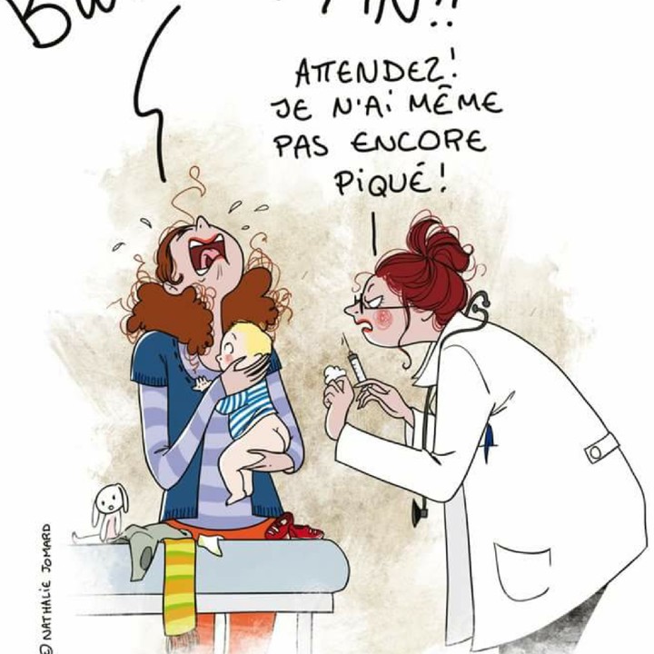 <p>Kamu yang diimunisasi, Bunda yang nggak tega, Nak.' (Foto: Facebook/ Nathalie Jomard)</p>