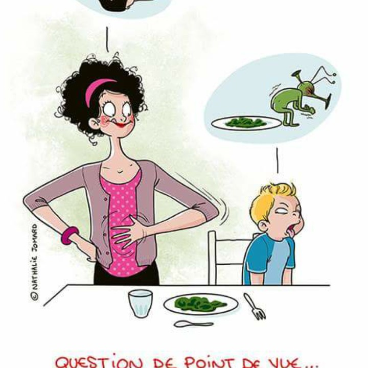 <p>Jangan sedih, Bun. Udah mencontohkan kebiasaan makan sayur ke anak, tapi ekspresi yang kita terima kayak gini. He-he-he. (Foto: Facebook/ Nathalie Jomard)</p>