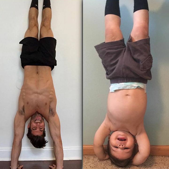 <p> Keren! Augie juga bisa handstand lho!  (Foto: Instagram @babyandthebody)</p>