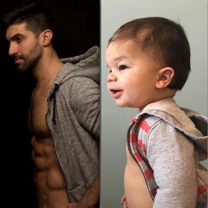 <p>Gimana, Bun? Pose Augie nggak kalah kece kan?  (Foto: Instagram @babyandthebody)</p>