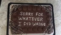 <p>Kali ini waktunya menghibur istri dengan membuat kue bertuliskan 'Tolong Maafkan Apapun Kesalahanku'. ( Foto: Twitter/ @ms_mojoe)</p>