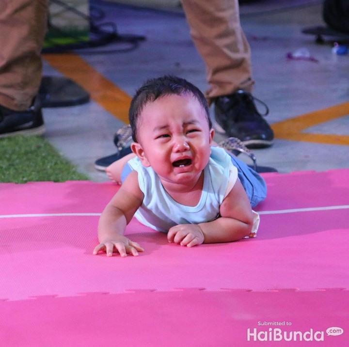 <p>Eh, bayi yang satu ini mengira ditinggal bundanya ya? </p>