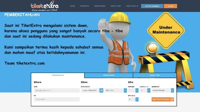 Muncul pesan berisi promo untuk menggunakan layanan serupa Traveloka yang diklaim lebih murah. Namun, layanan itu justru down karena kebanjiran order.