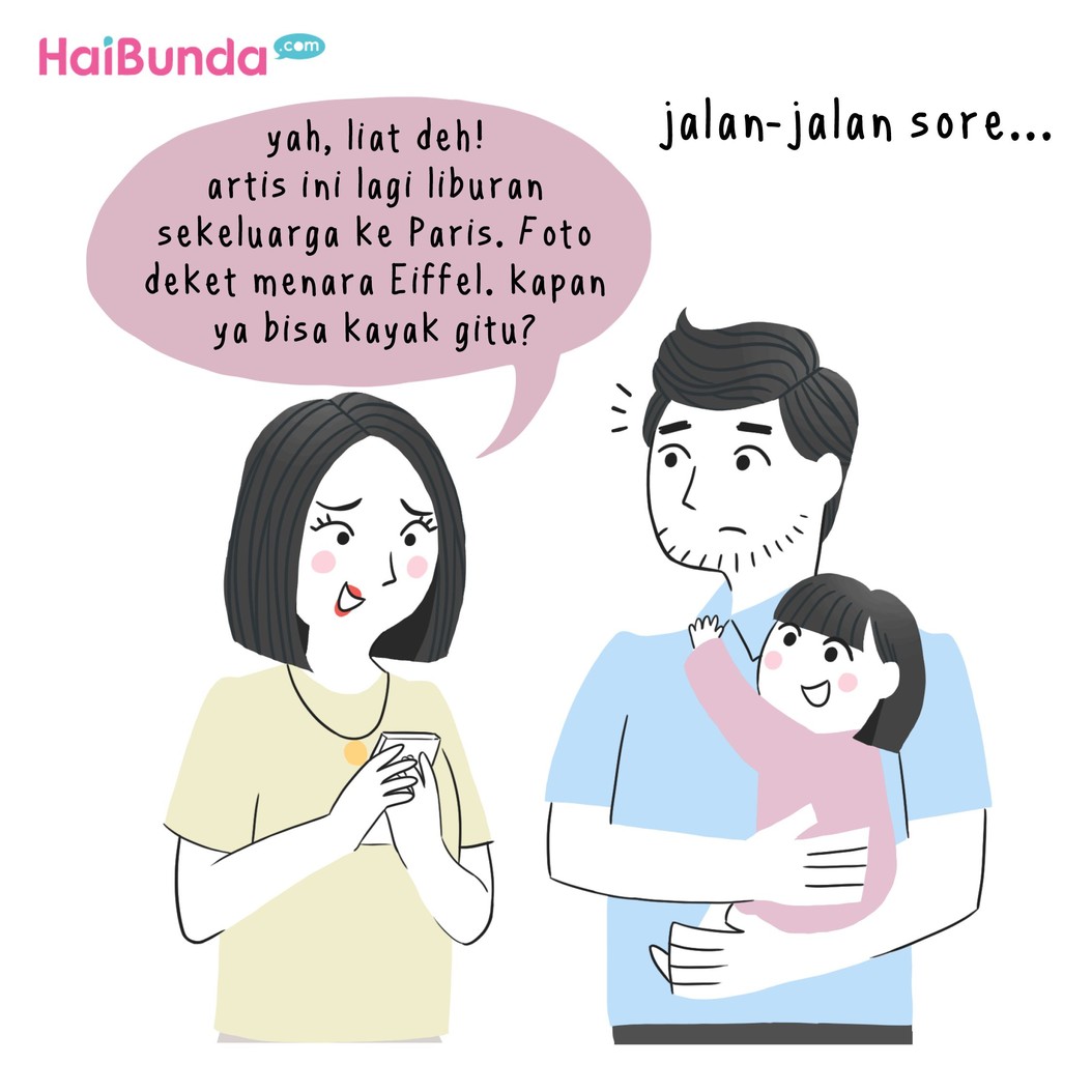 Bunda pengen jalan-jalan, ayah ngelakuin hal nyebelin tapi bisa bikin bunda senyum. Nah, buat Bunda hal konyol apa yang dilakukan suami tapi bisa bikin senang?