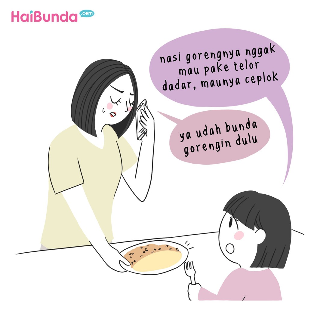 Beginilah kerempongan bunda di komik ini kalau pagi. Bunda juga pernah serempong ini? Kayak gimana sih kerempongannya, Bun? Ceritakan yuk di kolom komentar.