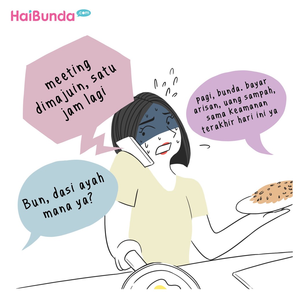 Beginilah kerempongan bunda di komik ini kalau pagi. Bunda juga pernah serempong ini? Kayak gimana sih kerempongannya, Bun? Ceritakan yuk di kolom komentar.