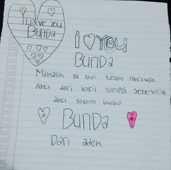 <p> Kalau dapat surat seperti ini, bagaimana perasaan Bunda? (Foto: Instagram @riend_iyen)</p>