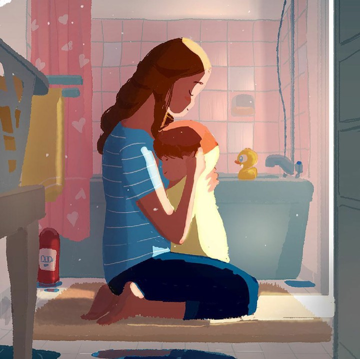 <div>Memandikan anak, memakaikannya handuk terus mendekapnya supaya nggak kedinginan. Hmm, sekarang masih bisa melakukan itu nggak, Bun? (Foto: Instagram/pascalcampionart)</div>