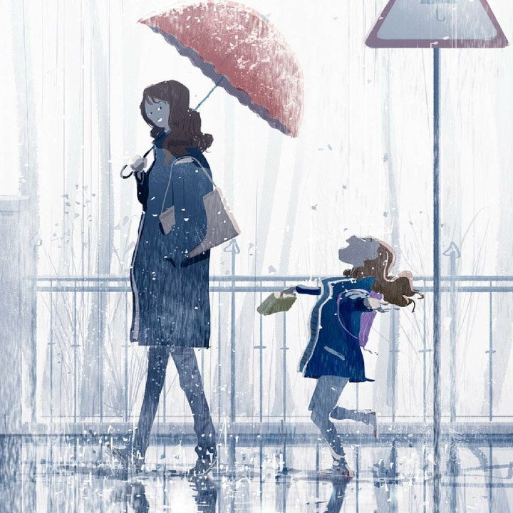 <div>Pernah mengalami ini, Bun? Melihat anak gembira bukan main saat dibolehkan main hujan-hujanan. (Foto: Instagram/pascalcampionart)</div>