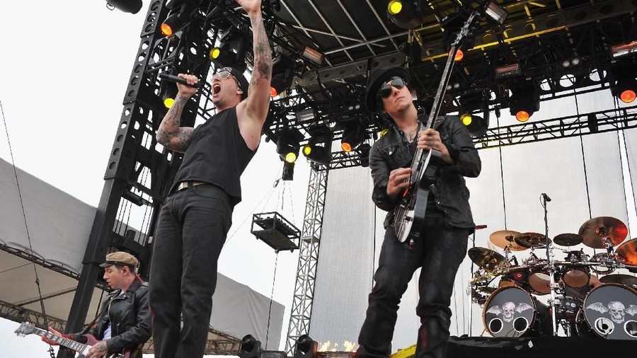 70333017 ATLANTIC CITY, NJ - JUNE 24: M. Shadows and Synyster Gates of Avenged Sevenfold perform during the 2012 Orion Music + More Festival at Bader Field on June 24, 2012 in Atlantic City, New Jersey. (Photo by Theo Wargo/Getty Images for Orion Music + More)