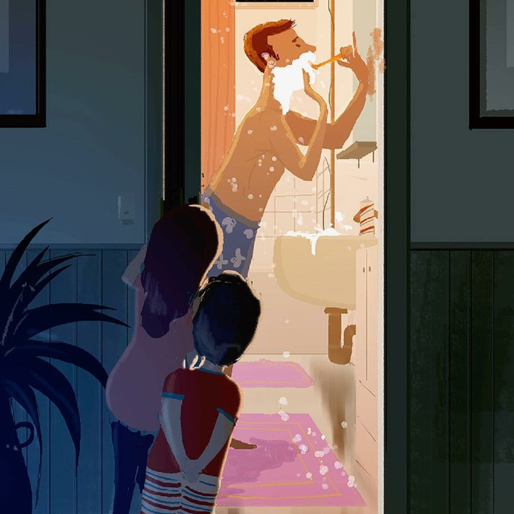<p>Hmm, sampe segitunya anak-anak penasaran sama apa yang lagi dilakuin ayah. Hi-hi-hi. (Foto: Instagram/pascalcampionart)</p>