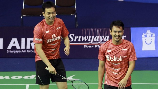 Mohammad Ahsan/Hendra Setiawan berhasil memenangi laga perdana mereka setelah kembali berpasangan di India Terbuka 2018.
