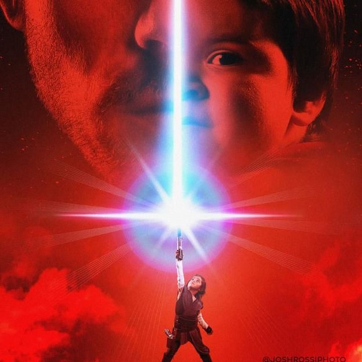 <div>Sang ayah, Josh Rossi berperan sebagai Luke, Josh kecil berperan sebagai Kylo Ren dan putrinya Nellee jadi Rey.</div>