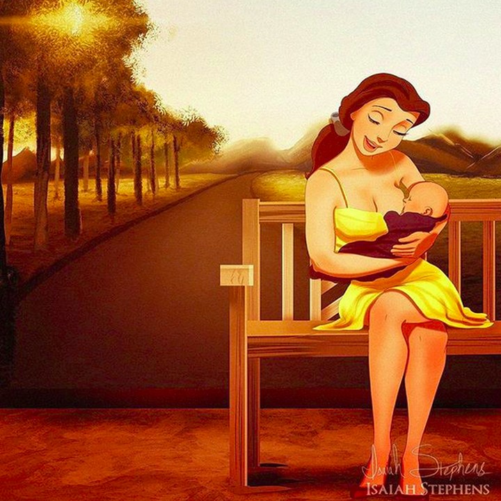 <p>Momen indah saat Belle menyusui si kecil.   </p>