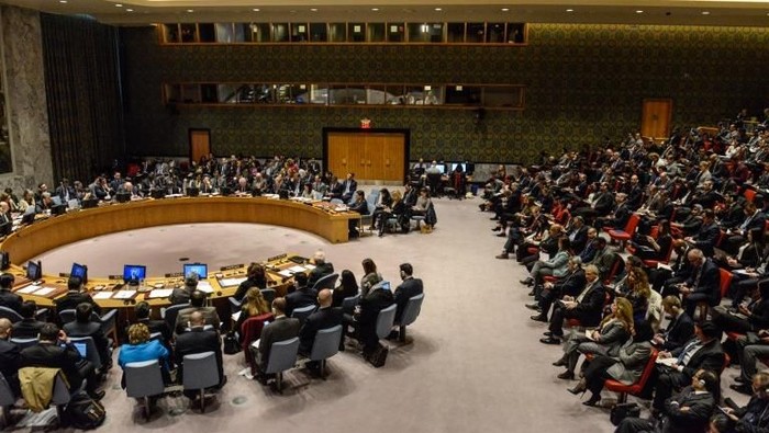 NEW YORK, NY - DECEMBER 08: The United Nations Security Council is seen during a meeting on the situation in Palestine at the United Nations headquarters on December 8, 2017 in New York City. Deadly clashes broke out in Jerusalem and the West Bank after US President Donald Trump's decision to recognize Jerusalem as the capital of Israel.   Stephanie Keith/Getty Images/AFP
