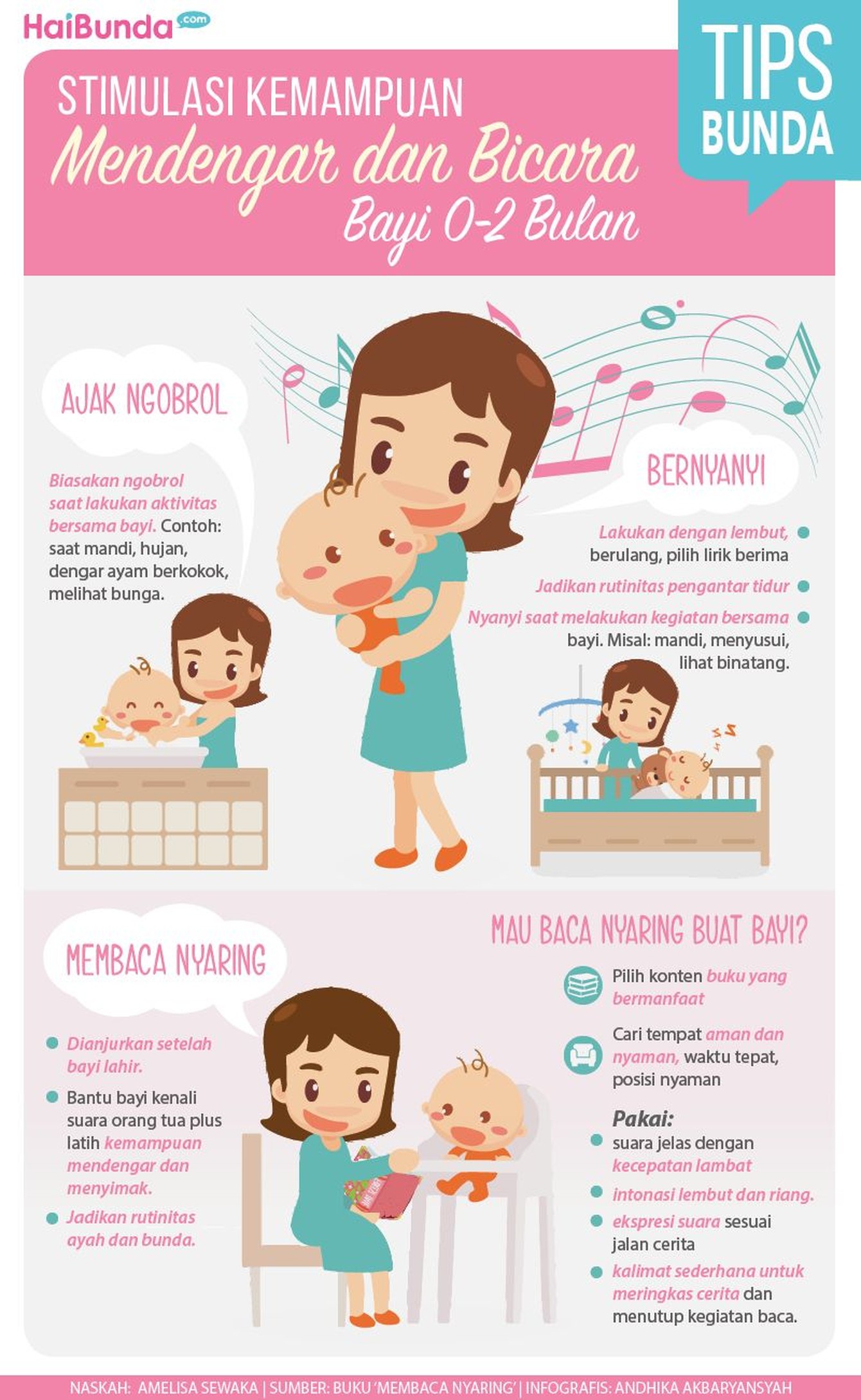 Mau menstimulasi kemampuan bicara dan mendengar bayi, khususnya umur 0-2 bulan, Bun? Yuk, coba lakukan cara ini.