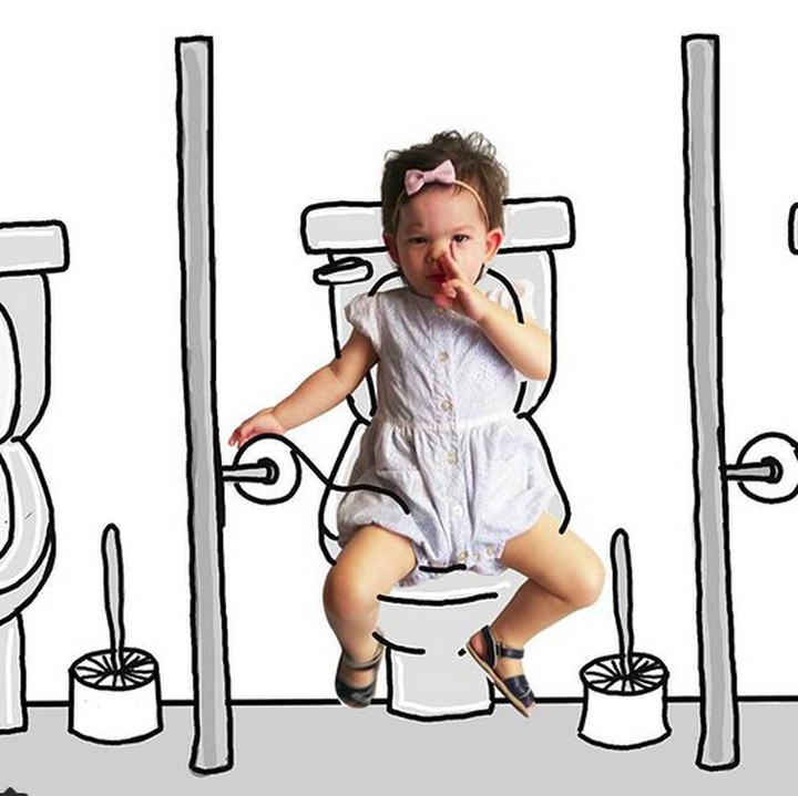 <p>Nggemesin! Lagi di toilet aja Banksii masih sempat bergaya. (Foto: Instagram/ @thuie) </p>