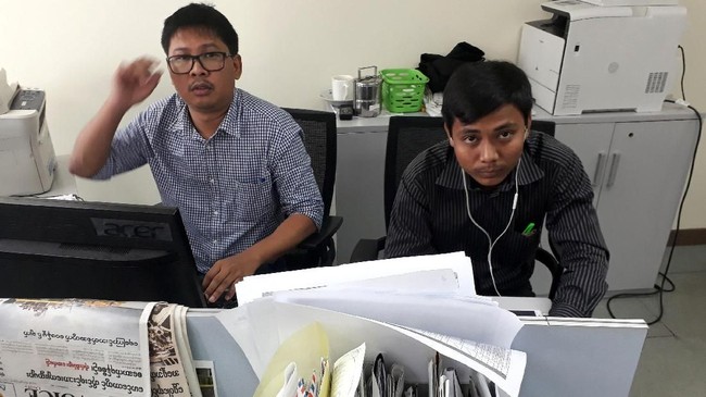 Sekjen PBB Antonio Guterres, Inggris dan Uni Eropa mendesak pemerintah Myanmar untuk membebaskan dua wartawan Reuters yang ditangkap di Yangon, Kamis (14/12).
