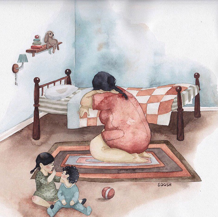 Sst, jangan berisik, bunda lagi tidur. (Foto: Instagram/vskafandre)