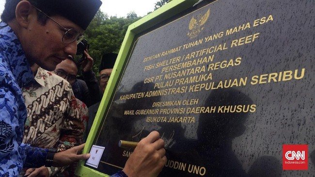 Wagub DKI Sandiaga Uno tak ingin Kepulauan Seribu selalu bagian 'belakang' Jakarta. Dia ingin mengubah imej gugusan pulau itu sebagai bagian beranda Jakarta.
