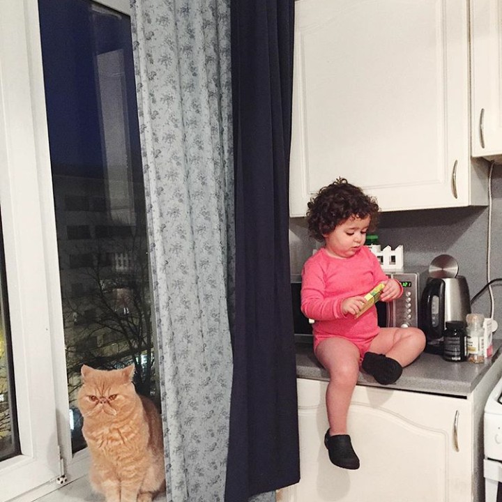 <p>Kompak ya, sama-sama di atas meja dapur. (Foto: Instagram @moon.is.mine)</p>