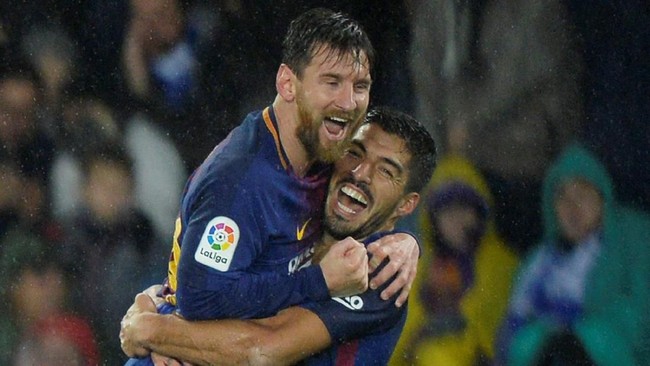 Tambahan empat gol ke gawang Real Betis membuat duet Lionel Messi dan Luis Suarez lebih produktif dibanding 15 klub La Liga musim ini.