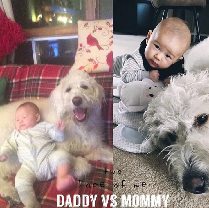 <p>Kalau yang kanan difoto sama ayah, yang kiri difoto sama bunda, kelihatan ya bedanya. (Foto: Instagram @hj.hebert)</p>