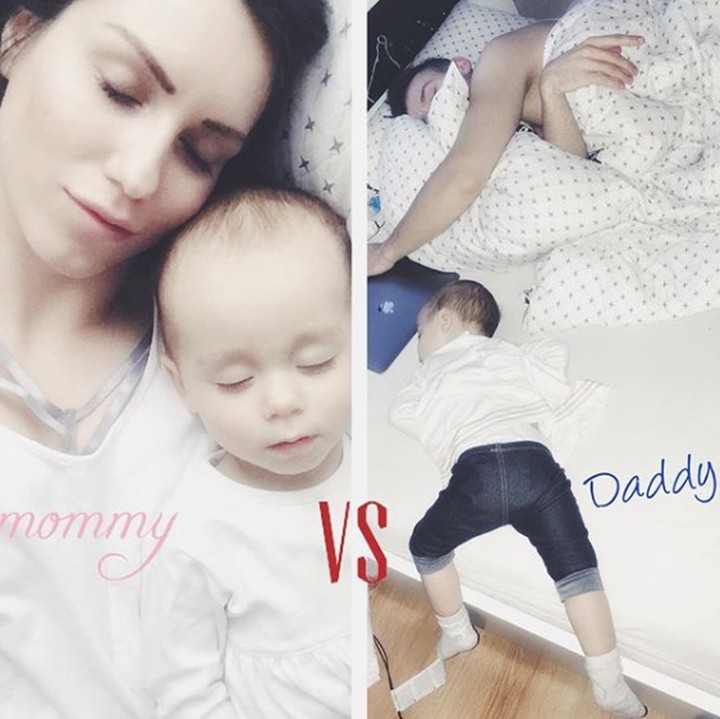 <p>Posisi tidurnya juga beda banget, hi-hi-hi. (Foto: Instagram @ja.i.mamam)<br /><br /><br /></p>