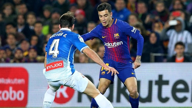 Philippe Coutinho akhirnya melakoni debut bersama Barcelona saat melawan Espanyol pada leg kedua perempat final Copa del Rey di Stadion Camp Nou, Kamis (25/1).