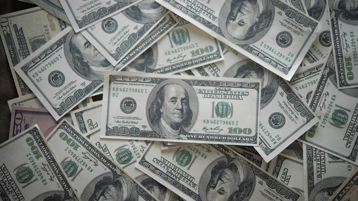 Many bundles of US dollars bank notes