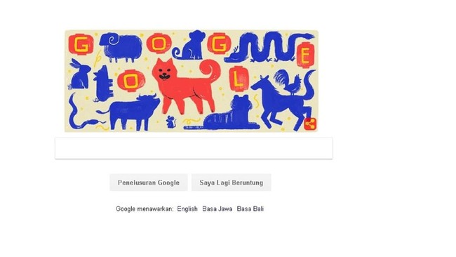 Google merayakan Hari Raya Imlek dengan menampilkan Doodle.