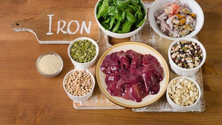 Healthy product rich of iron. Natural sources of ferrum. Selective focus