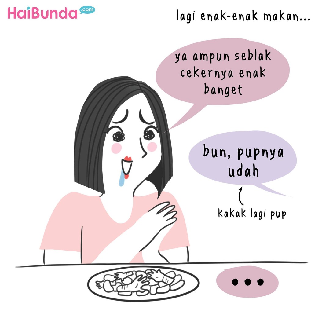Saat jadi ibu, urusan makan bisa beda nih, Bun. Kalau Bunda gimana? Sama nggak perubahan yang dialami kayak bunda di komik ini?