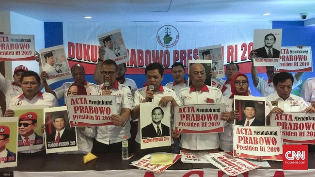 ACTA mendeklarasikan pencalonan Ketua Umum Gerindra Prabowo Subianto sebagai calon presiden untuk melawan Jokowi di Pilpres 2019. 