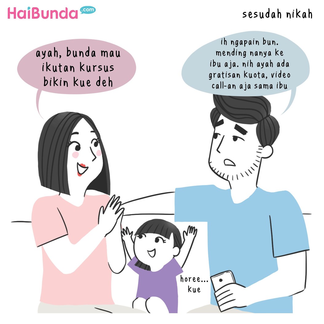 Sebelum dan sesudah nikah, ada perubahan respons suami nggak, Bun? Kayak apa sih perubahannya? Apa sama kayak yang dialami Bunda di komik ini?
