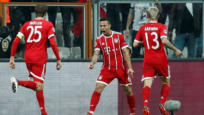 Bayern Munich berhasil unggul 1-0 dalam duel di babak pertama lawan Besiktas di Stadion Vodafone, Rabu (14/3).