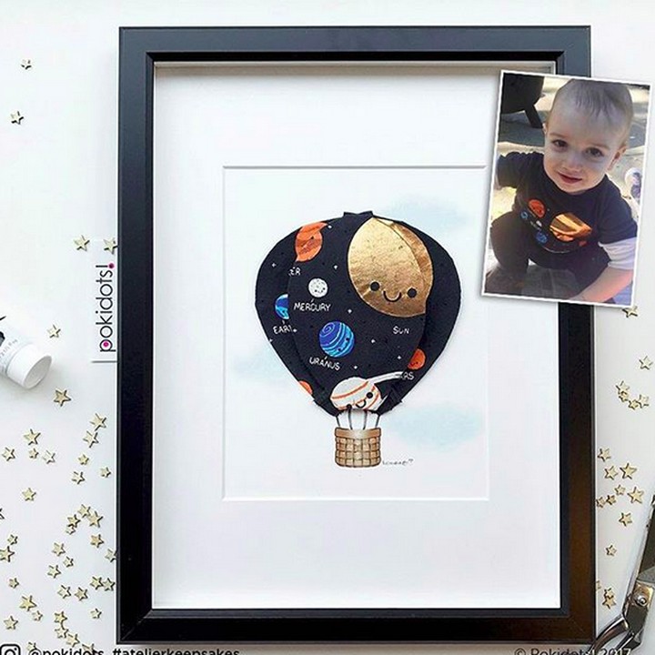<p>Gambar balon udara biasanya dipilih untuk membuat kenangan si anak laki-laki. (Foto: Instagram/ @pokidots)</p>
