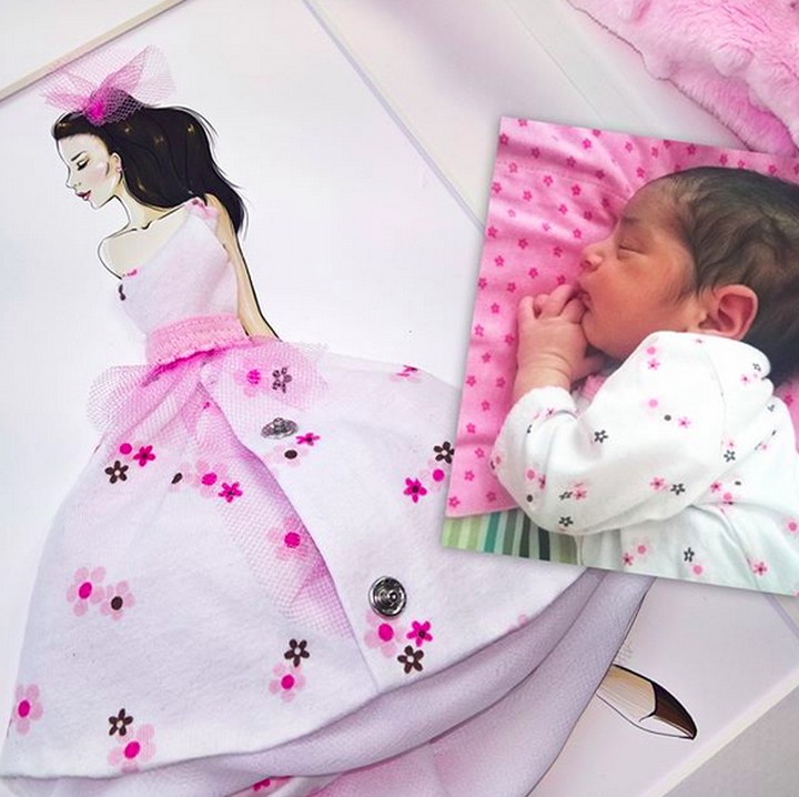 <p>Gambar wanita di bingkai ini makin cantik dengan gaun yang berasal dari pakaian si bayi. (Foto: Instagram/ @pokidots)</p>