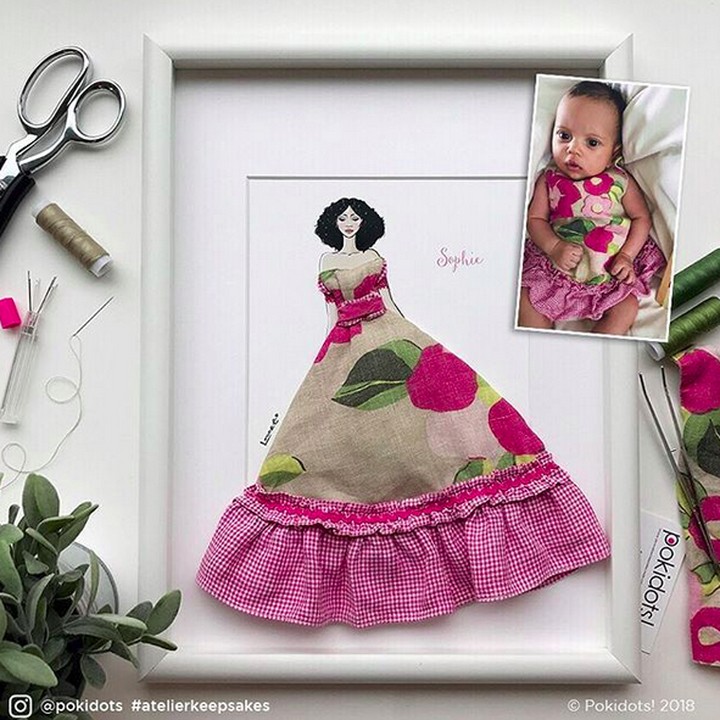 <p>Hmm, gambar kenangan si kecil yang terbuat dari pakaiannya ini nggak kalah cantik kan? (Foto: Instagram/ @pokidots)</p>
