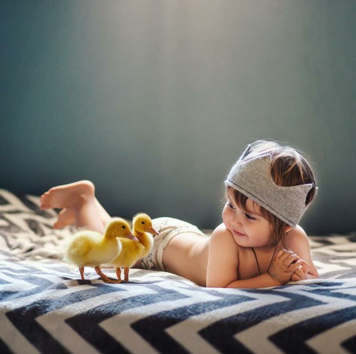 <p> Ini saat kamu ngobrol dengan bebek, Nak. Kamu merasa bisa berbicara dengan unggas ini. (Foto: Instagram/europeanmommyof2)</p>