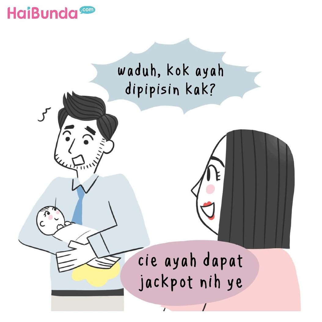 Ingatkah pengalaman saat suami menjadi ayah baru, Bun? Apa yang paling membekas di ingatan?