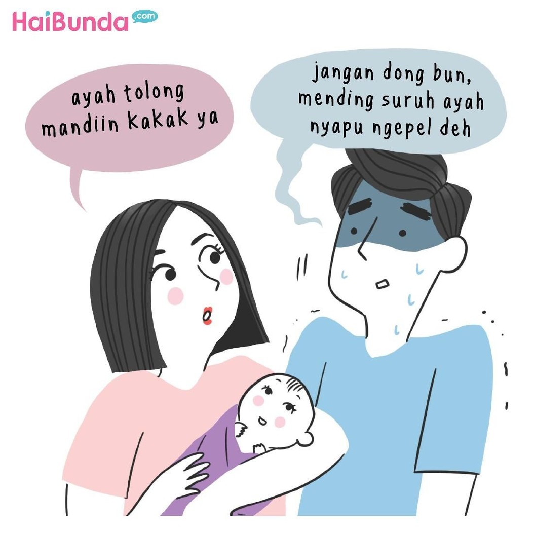 Ingatkah pengalaman saat suami menjadi ayah baru, Bun? Apa yang paling membekas di ingatan?