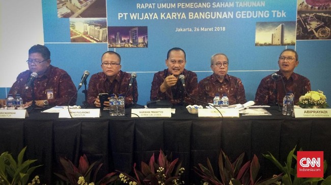 Wika Gedung bakal membagikan sisa dividen dari laba bersih 2017 Rp56,57 miliar. Tahun lalu, perseroan telah membagikan dividen interim Rp32,15 miliar.