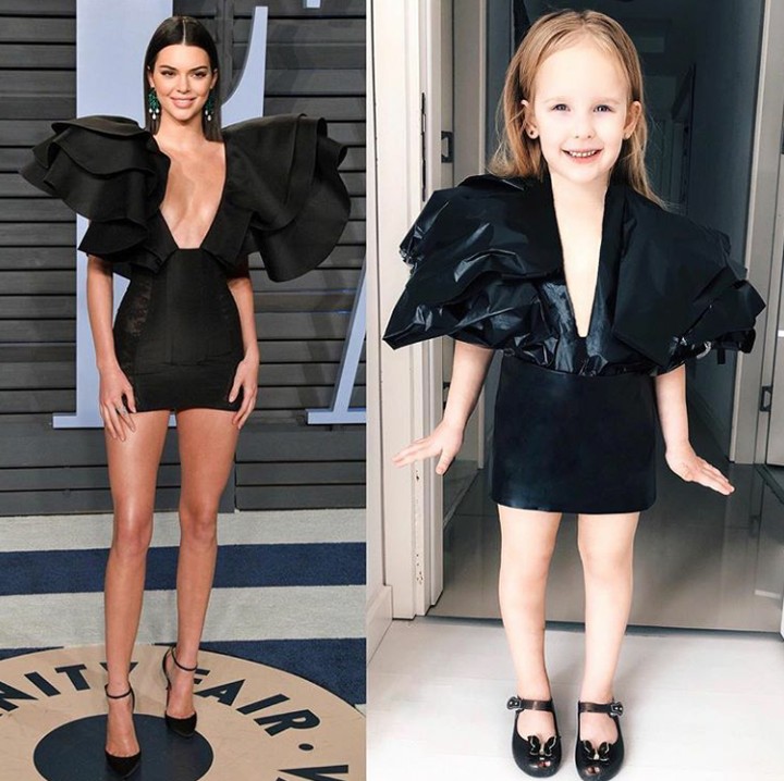 <p>Bagian yang paling menggemaskan itu Stefani bisa meniru pose sang selebriti. (Foto: Instagram @seasunstefunny)</p>