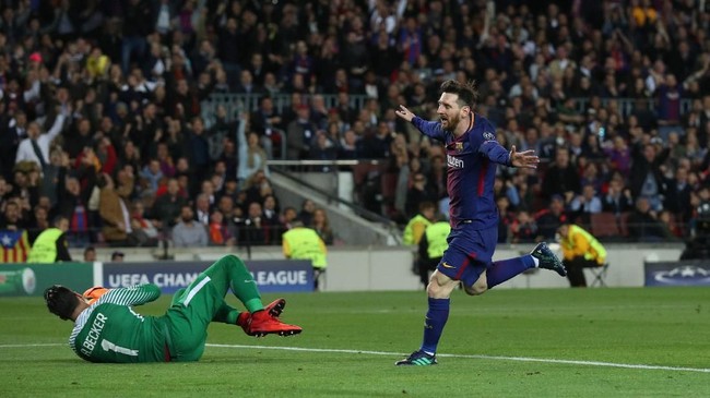 Barcelona menghajar AS Roma dengan skor telak 4-1 pada leg pertama perempat final Liga Champions di Stadion Camp Nou, Rabu (4/4) malam waktu setempat.