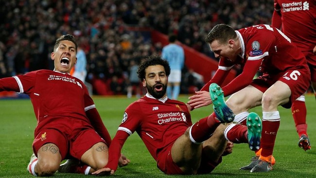 Liverpool menang 3-0 atas Manchester City pada leg pertama perempat final Liga Champions di Stadion Anfield, Rabu (4/4) malam waktu setempat.