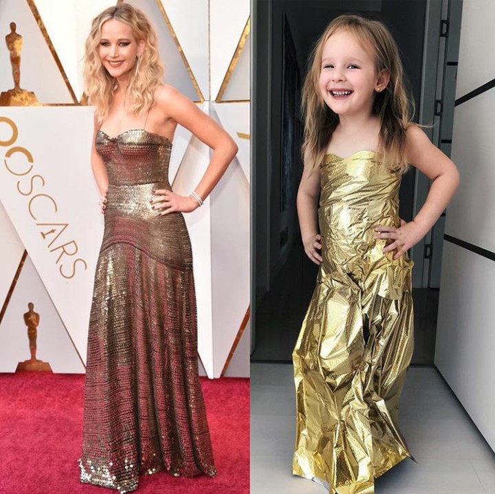 <p>Sudah mirip gaunnya Jennifer Lawrence belum? (Foto: Instagram @seasunstefunny)</p>
