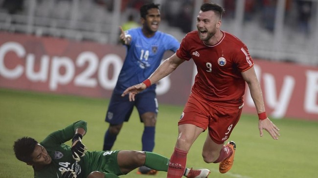 Striker Marko Simic mencetak quattrick untuk Persija Jakarta saat mengalahkan Johor Darul Ta'zim (JDT) 4-0 di Piala AFC 2018 di SUGBK, Selasa (10/4).